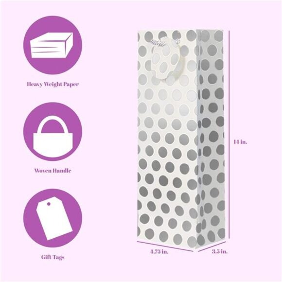 12PCS Metallic Gold Sliver Foil Champagne Wine Gift Bags Bulk 14 x4.75x3.5 Inch - Picture 4 of 6
